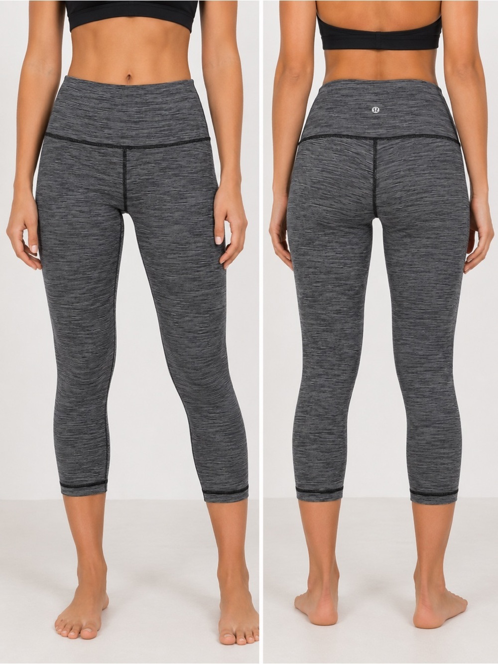 Lululemon Women’s Heathered Gray High-Rise Crop Capri Leggings Yoga Workout Pant